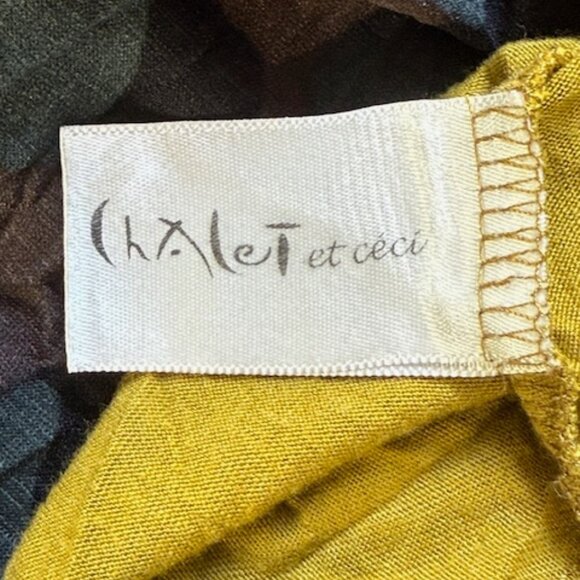 CHALET ET CECI Women Mustard Tunic Top Asymmetrical Hem Lagenlook Crinkle S NWOT - Picture 7 of 16